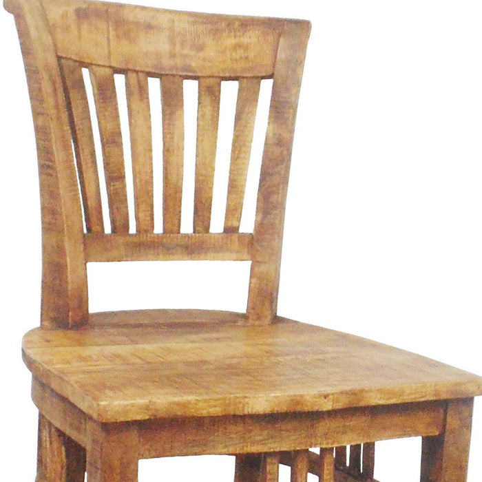 Solid Wood Low Back Counter Height Bar Chair - Natural