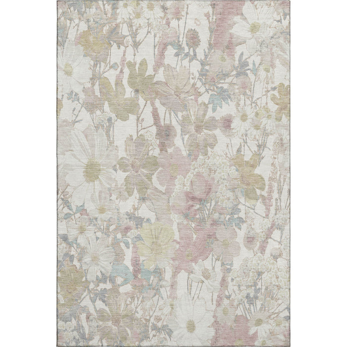 10' X 14' Floral Washable Area Rug With UV Protection (694110) - Ivory / Beige / Linen