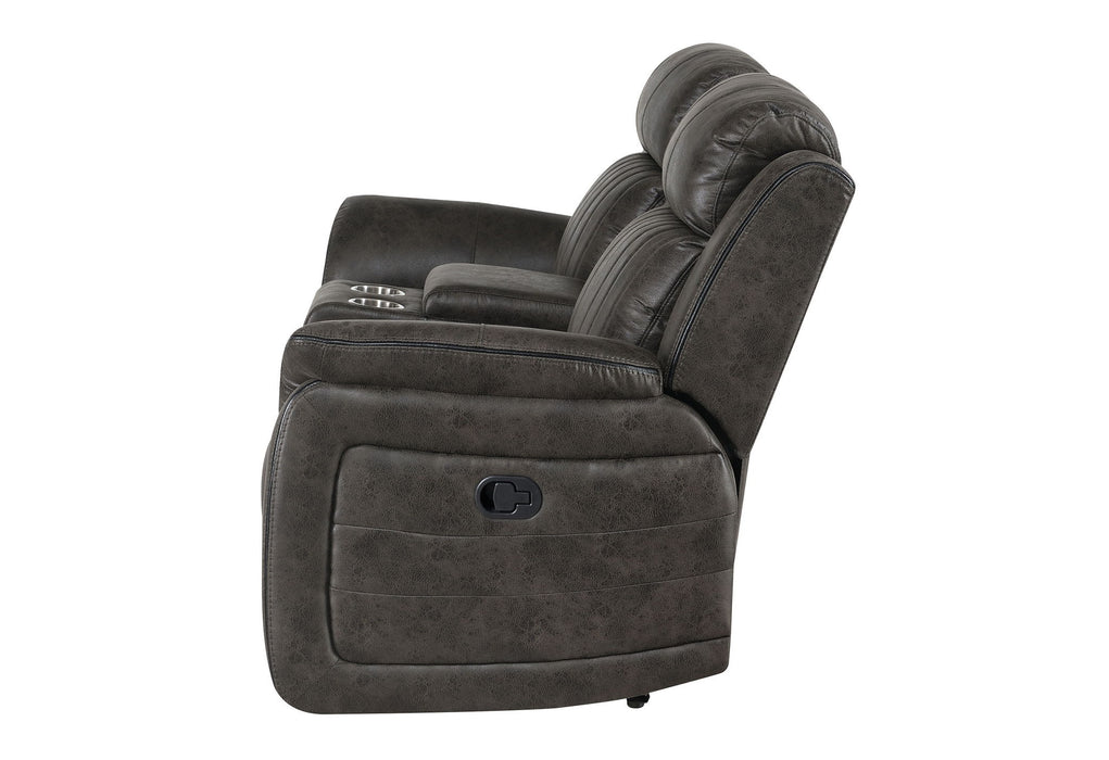 Faux Leather Manual Reclining Loveseat With Storage - Gray