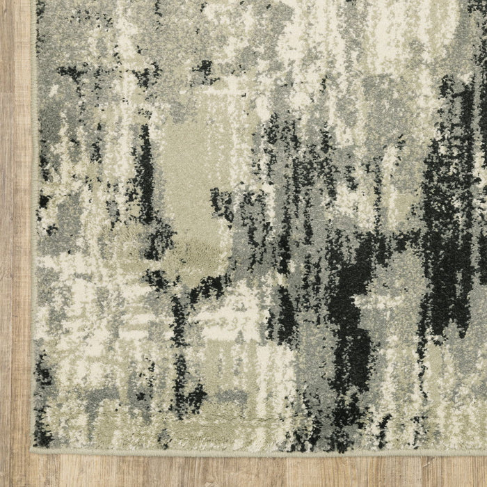 10' x 13' Abstract Power Loom Stain Resistant Area Rug - Gray Beige Charcoal And Blue