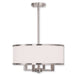 HomeRoots 18-inch four-light dimmable chandelier with pearl silver and nickel shades, elegant lighting fixture for modern interiors.