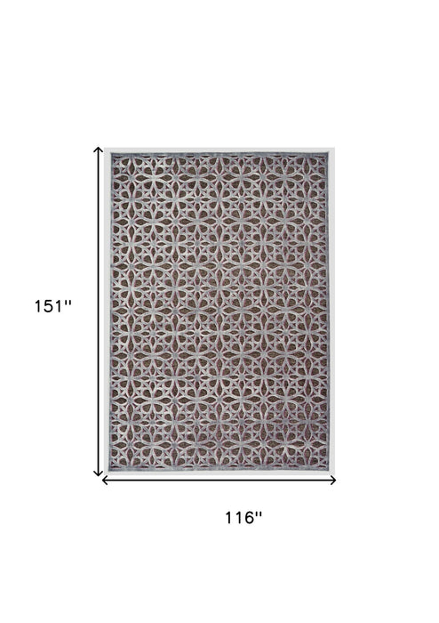 9.7' x 12.6' Geometric Power Loom Area Rug - Purple Brown And Gray