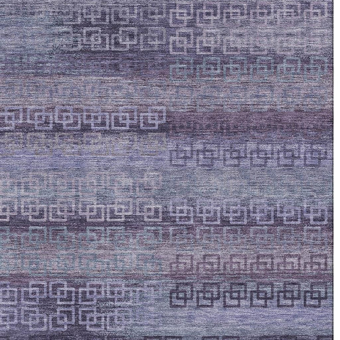 10' X 14' Striped Washable Area Rug With UV Protection (715099) - Plum / Purple