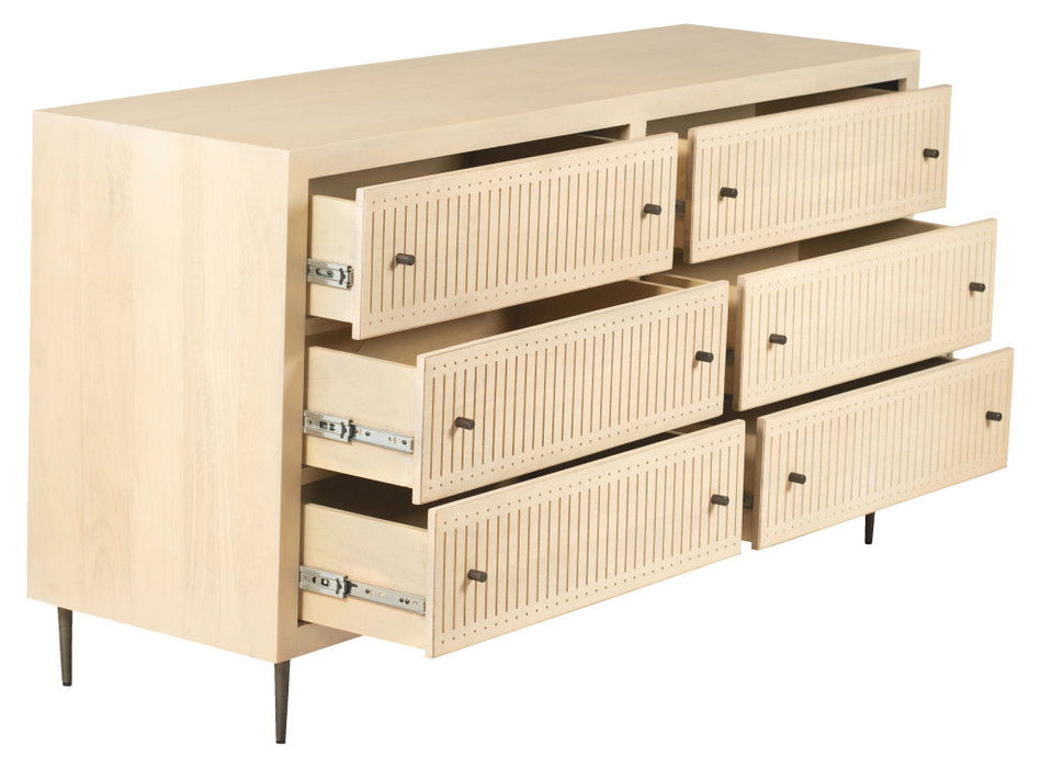 68" Solid Wood Six Drawer Dresser - Natural
