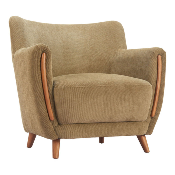 Upholstered Arm Chair - Green / Brown