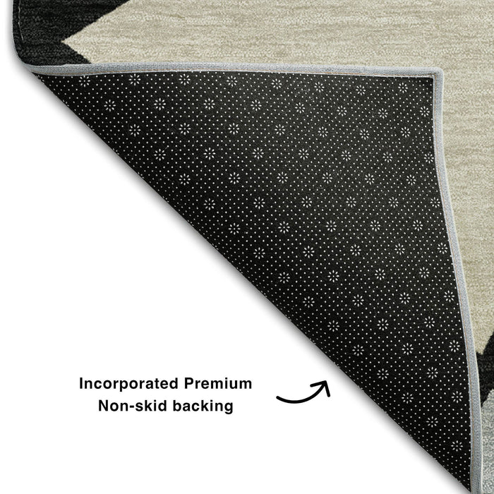 10' X 14' Geometric Washable Area Rug With UV Protection (681515) - Brown / Black / Ivory