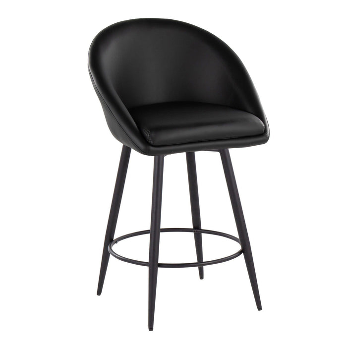 Matisse - 26" Highback Fixed-Height Counter Stool With Swivel And Round Black Metal Footrest (Set of 2) - Black Metal