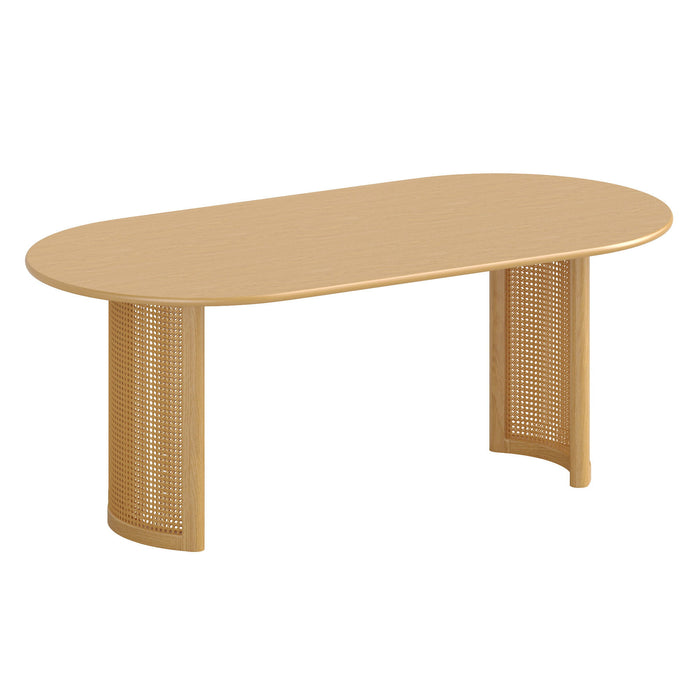 79'' Double Pedestal Base Oval Wood Dining Table - Natural
