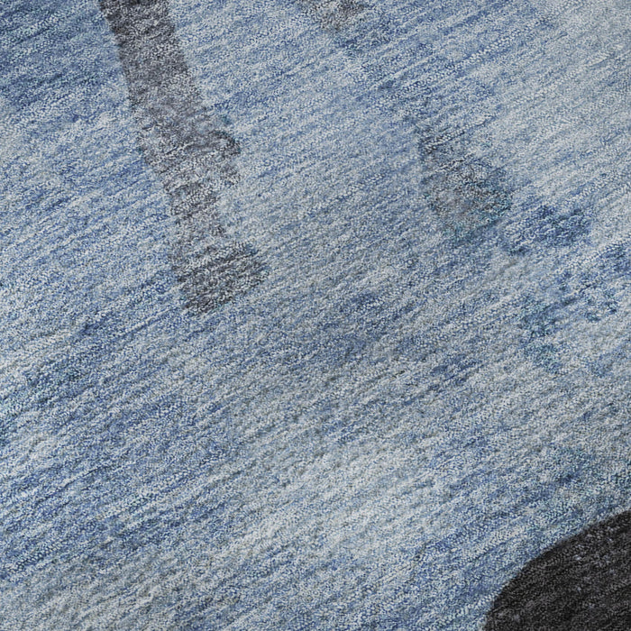 10' X 14' Animal Print Washable Area Rug With UV Protection (698962) - Denim Blue / Charcoal