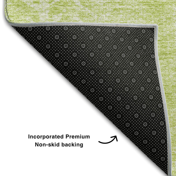 10' X 14' Striped Washable Area Rug With UV Protection (656507) - Artichoke Green / Ivory
