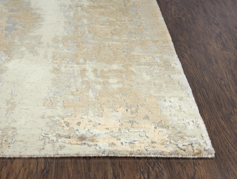 9' X 12' New Zealand Lambs Wool Abstract Hand Carved Handmade Area Rug (747034) - Beige / Gray / Ivory