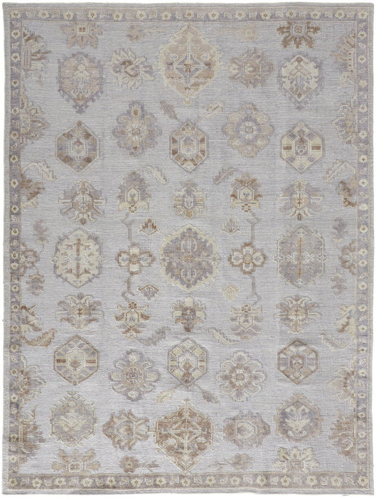 9' x 12' Floral Hand Knotted Stain Resistant Area Rug - Ivory Silver And Tan