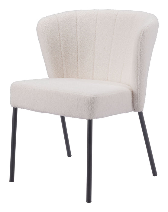 Tufted Upholstered Fabric Dining Side Chairs (Set of 2) - Cream / Black