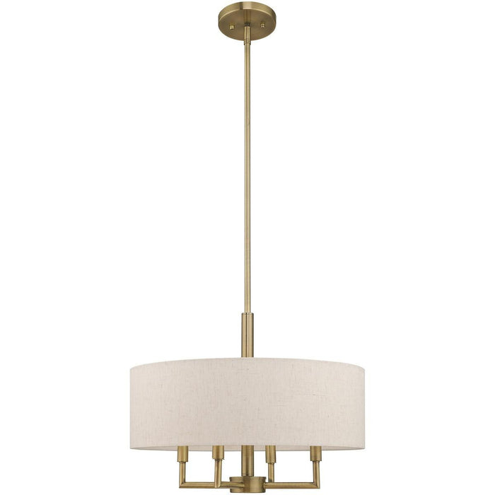 23" Four Light Dimmable Chandelier With Shades - Antiqued Brass