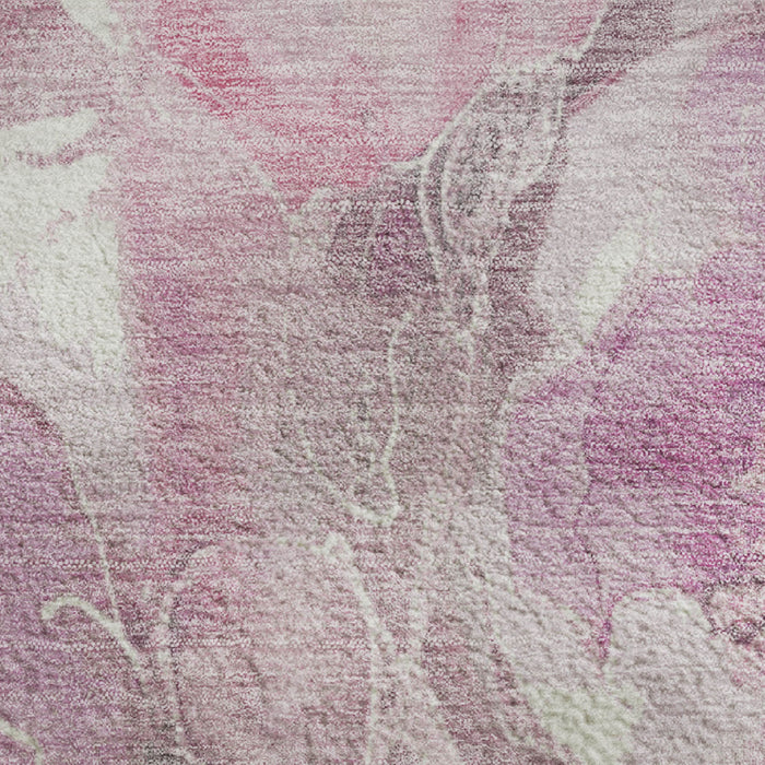 10' X 14' Floral Washable Area Rug With UV Protection (706079) - Pink / Gray / Ivory