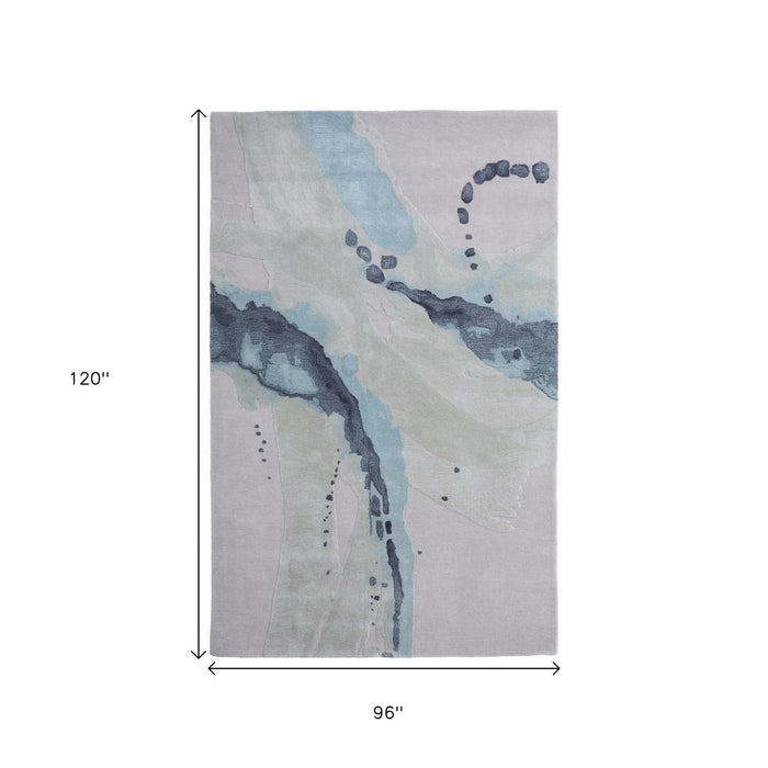 8' X 10' Abstract Hand Tufted Area Rug - Green