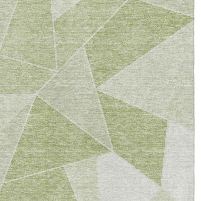 8' X 10' Geometric Washable Area Rug With UV Protection (653276) - Artichoke Green / Ivory