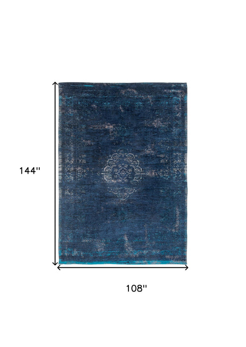 9' x 13' Medallion Non Skid Area Rug - Blue And Gray