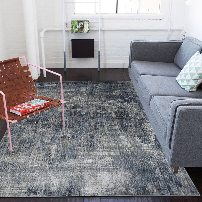9' x 12' Abstract Power Loom Area Rug - Charcoal And Orange