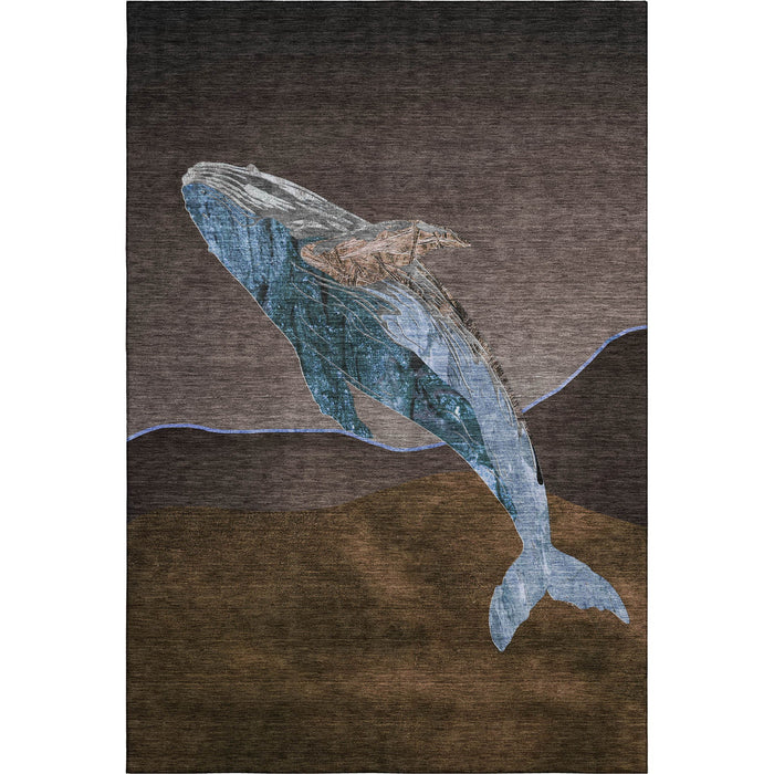 10' X 14' Nautical Washable Area Rug With UV Protection (717224) - Brown / Blue