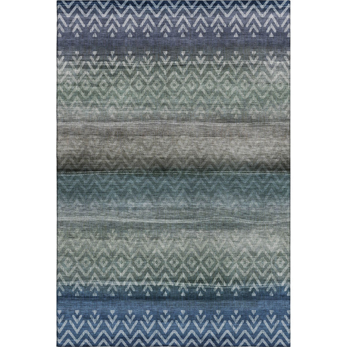 10' X 14' Geometric Washable Area Rug With UV Protection (715645) - Blue / Gray
