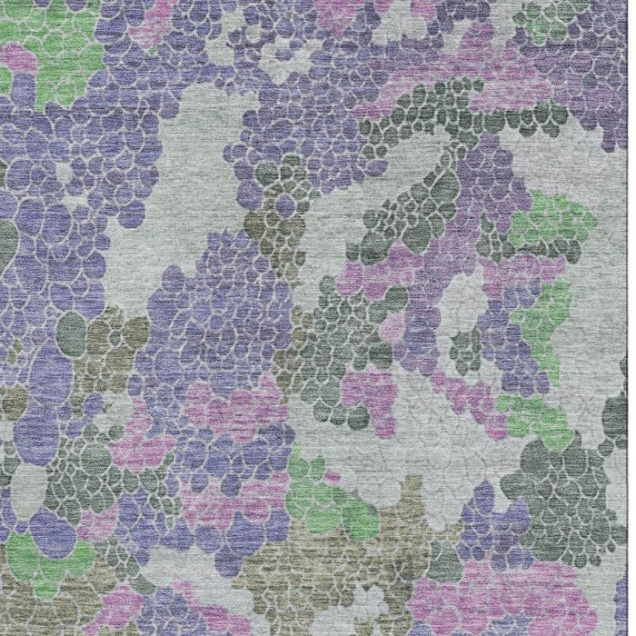 10' X 14' Geometric Washable Area Rug With UV Protection (707707) - Purple / Gray / Green
