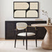 Meridian Furniture Ronda vegan leather upholstered dining arm chair with black legs, showcasing a modern, comfortable seating design.