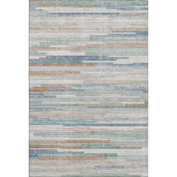 10' X 14' Striped Washable Area Rug With UV Protection (710598) - Linen / Copper / Ivory