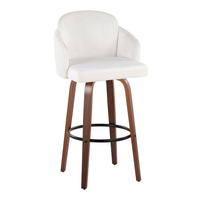 Dahlia - Fixed-Height Barstool (Set of 2) - Walnut Wood, Black Metal Footrest