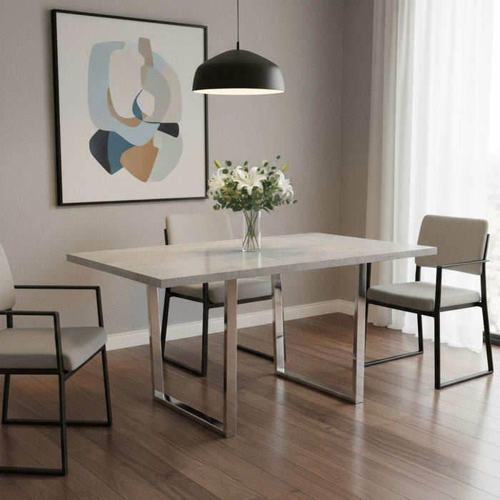 59" Metal Sled Base Dining Room Table - Gray / Silver