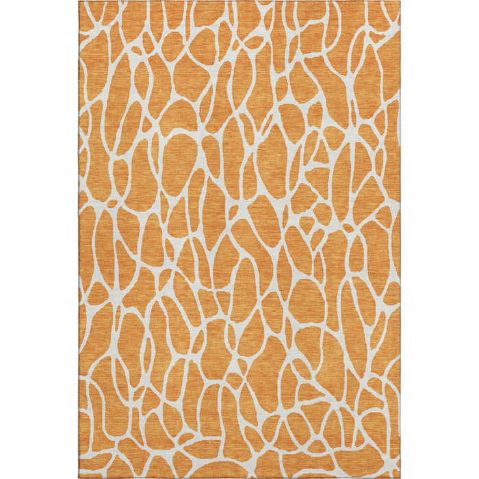 10' X 14' Geometric Washable Area Rug With UV Protection (680427) - Orange / Ivory