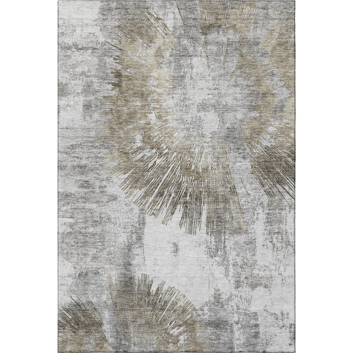 8' X 10' Abstract Washable Area Rug Polyester With UV Protection - Taupe / Gray