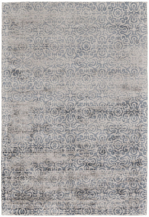 5' x 8' Abstract Hand Woven Area Rug - Blue Gray And Taupe