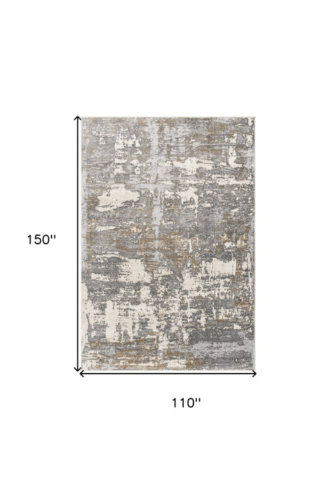 9' x 12' Abstract Washable Non Skid Area Rug - Beige