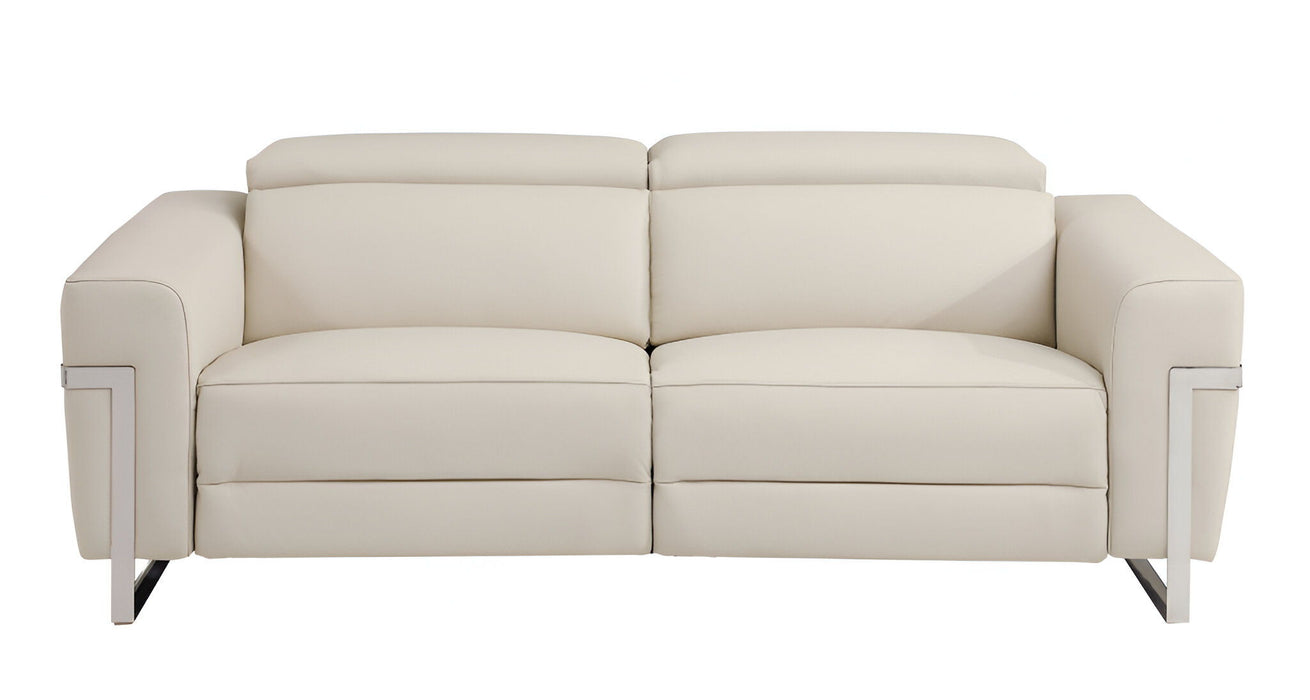 Italian Leather USB Reclining Sofa - Beige