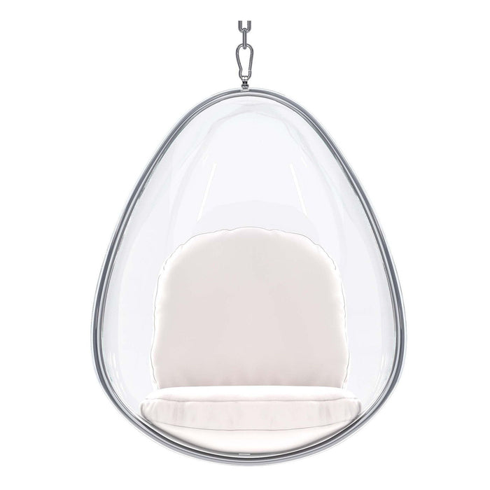 Acrylic And Faux Leather Oval Balloon Chair - White And Silver