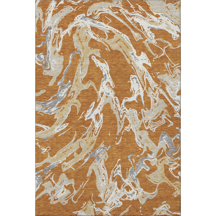 10' X 14' Abstract Washable Area Rug With UV Protection (681233) - Copper / Gray / Ivory