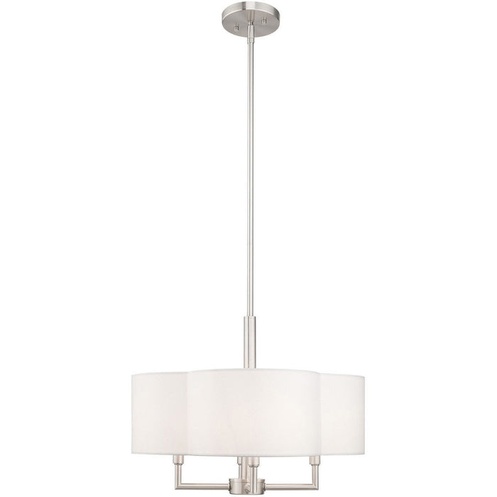 17" Four Light Dimmable Chandelier With Shades - Nickel