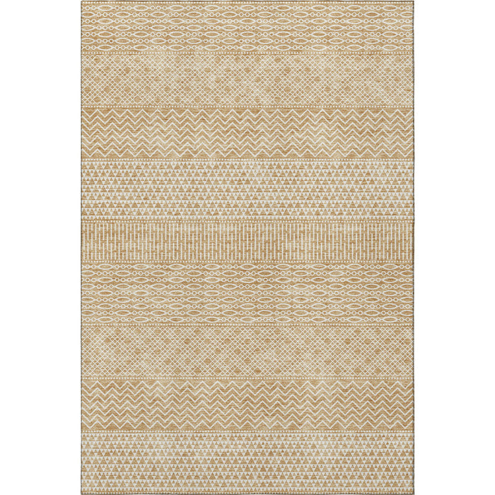 10' X 14' Striped Washable Area Rug With UV Protection (674778) - Gold / Ivory