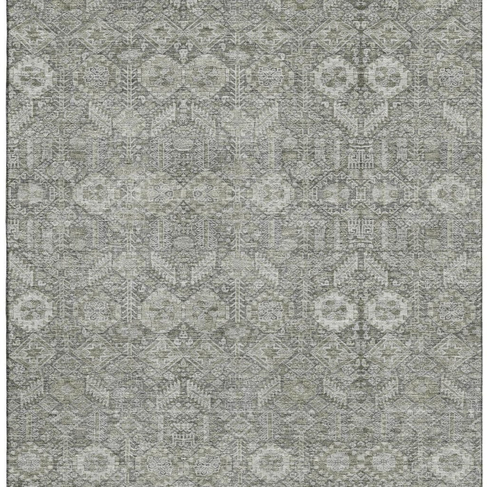 10' X 14' Tribal Washable Area Rug With UV Protection (649870) - Gray / Ivory
