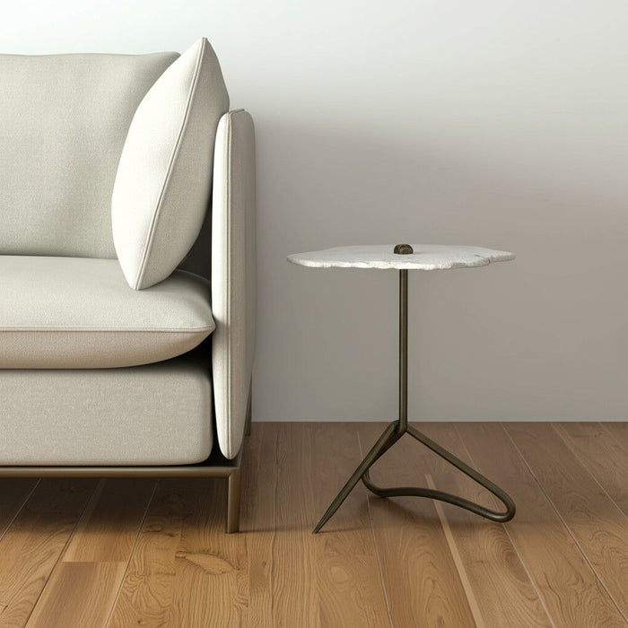 Marble End Table - Gold And White