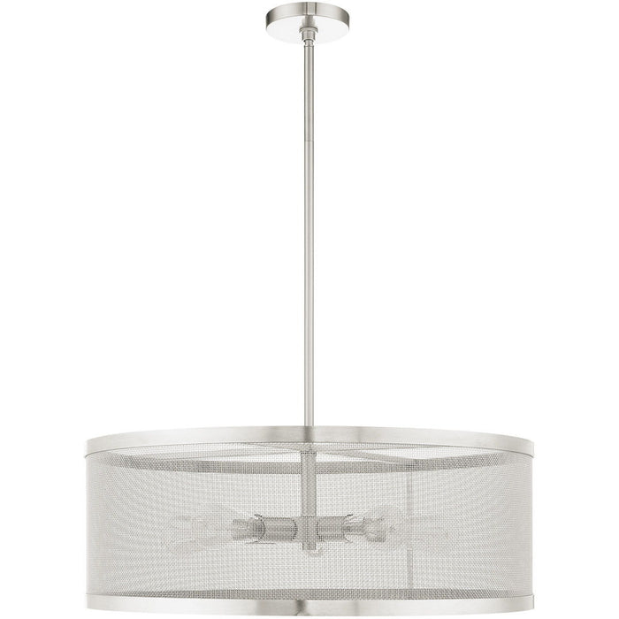 18'' Five Light Dimmable Chandelier With Shades - Nickel