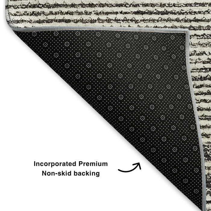 10' X 14' Abstract Washable Area Rug With UV Protection (653677) - Charcoal / Ivory
