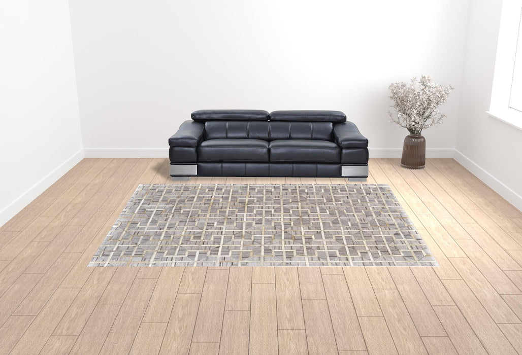 10' x 13' Geometric Hand Woven Area Rug - Gray Ivory And Brown