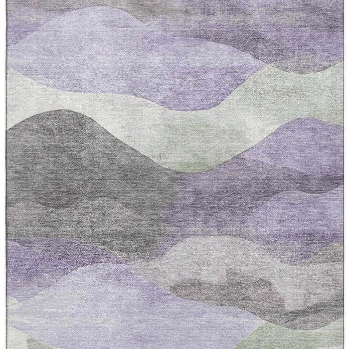 10' X 14' Abstract Washable Area Rug With UV Protection (709624) - Purple / Sage / Gray
