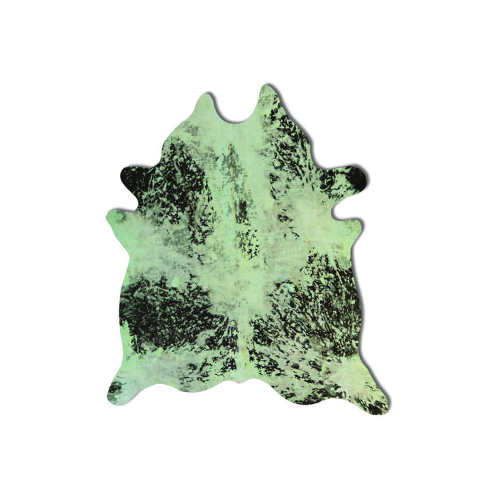 6' x 7' Cowhide Hand Knotted Area Rug - Green And Black