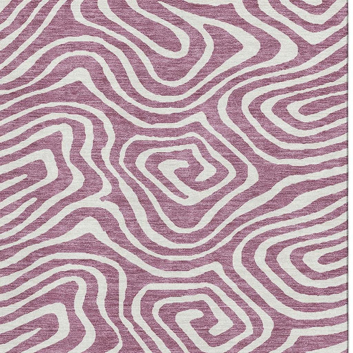 10' X 14' Abstract Washable Area Rug With UV Protection (680127) - Plum / Ivory