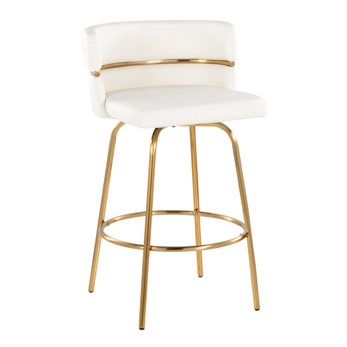 Cinch - 26" Fixed-Height Counter Stool With Swivel - Gold Metal Base (Set of 2)