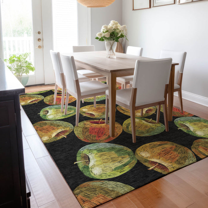 9' X 12' Cottage Geometric Washable Area Rug With UV Protection - Midnight