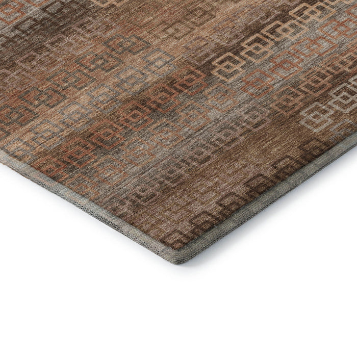 10' X 14' Striped Washable Area Rug With UV Protection (715087) - Copper / Rust